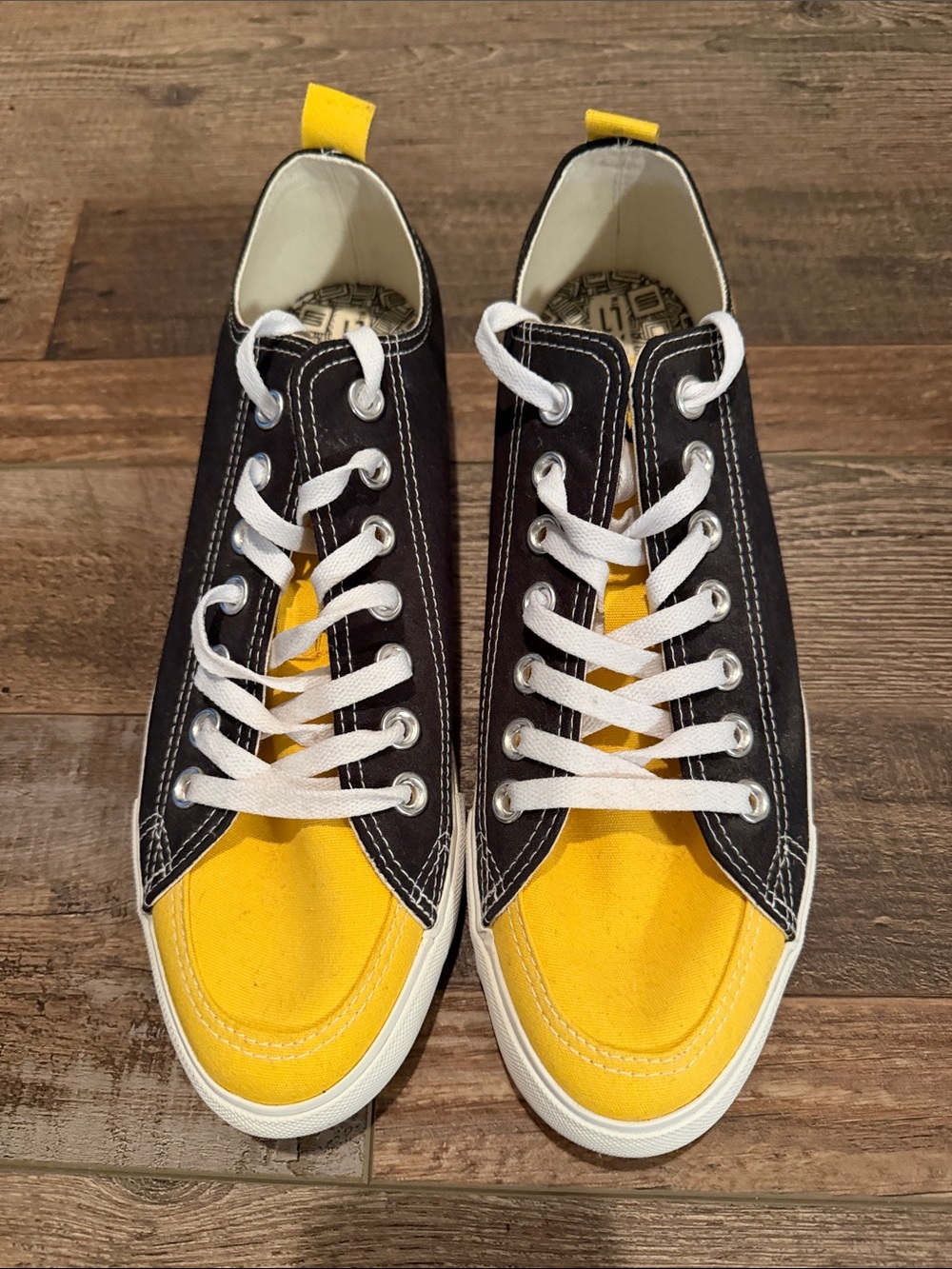 Women’s Yellow and Black Canvas Lace-Up Sneakers